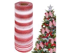 Nastro natalizio a righe, 26 cm x 9,14 m | Nastro per progetti fai da te per confezioni regalo, fiocco decorativo, corona e bouquet di