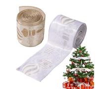 Nastro Natalizio Con Bordo A Filo Metallico,2 Rotoli Iuta Con Bordo Filo Per Decorazione Albero | Nastro per Incarto e Lavori Artigianali Festivi,Per Casa Festa Finestra Giardino