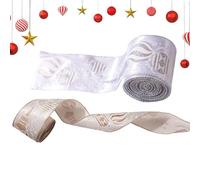 Nastro Natalizio Con Filo Metallico, 2 Rotoli di Decorazione a Puntini Luccicanti con Filo Metallico, Nastro In Tessuto Per Realizzare Fiocchi Per Le Feste, Per Scale Finestra Giardino