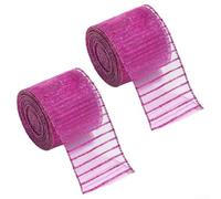 Nastro natalizio in organza trasparente con finitura glitterata, per decorazioni natalizie, confezioni e accenti decorativi, include 2 rotoli per molteplici usi (rosa)