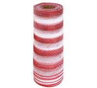 Nastro Natalizio per Albero di Natale 26 cm x 9,14 metri di rete a strisce | Nastro per Lavoretti e Hobby Fai da Te per albero di Natale, ghirlanda, bouquet floreale, cre