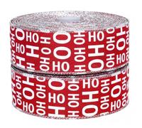 Nastro natalizio spesso rosso e argento con Babbo Natale Ho Ho Ho, ideale per accessori per decorare torte e idee decorative per confezioni regalo, fiocchi, (spesso Ho 10 m)