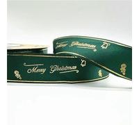 Nastro natalizio stampato in poliestere da 5 iarde, 1 pollice, 25 mm, per decorazioni natalizie fatte a mano, imballaggio fai da te - 24-25 mm x 5 iarde