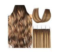 Nastro nelle estensioni dei capelli Capelli umani Remy naturali Trama della pelle da 16-26 pollici Invisibile senza cuciture Colore ambrato #4/27 Nastro for capelli lisci nelle estensioni(24 inches)
