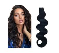 Nastro nelle estensioni dei capelli umani # 1B Nastro invisibile nero naturale nelle estensioni dei capelli 20 pezzi 50 g Nastro for capelli Remy con trama di pelle senza cuciture for onda del corpo n