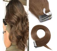 Nastro nelle estensioni dei capelli umani, 6# Double Sided Posticci in PU diritti naturali vergini reali per donne alla moda 20 pezzi 50G(6#,16in-40cm)