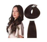 Nastro nelle estensioni dei capelli Veri capelli umani 20 pezzi 50g Trama della pelle Nastro senza cuciture nelle estensioni Nastro biadesivo Extension for capelli lisci # 2 Marrone scuro(26 inches)