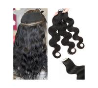 Nastro ondulato for il corpo nelle estensioni dei capelli umani for donna nera Capelli veri Remy 20 pezzi 50g Nastro di trama della pelle invisibile nelle estensioni dei capelli # 1B Nero naturale(26