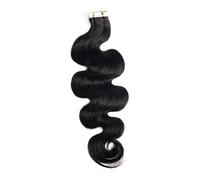 Nastro ondulato for il corpo nelle estensioni dei capelli umani, inserti sciolti neri naturali for le donne, colla invisibile Remy su entrambi i lati nell'estensione dei capelli(24 Inch,60 pcs 150g)