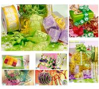 NASTRO ORGANZA ANIMATO e STAMPATO a RILIEVO SUSANNA GIALLO ALTEZZA mm.55 Mt.15