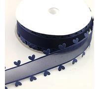 Nastro Organza Forma Cuore,25 mm x 18 m,Auto,Matrimonio,Decorazione da Tavolo,Decorare la Camera da Letto,Decorare l'auto,Decorare la casa,Decorare l'auto,Decorare la casa,Colore: Blu Navy