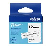 NASTRO ORIGINALE BROTHER BTAG-231 12mm 4 Metri Nero su Bianco PT-N10