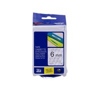 Nastro Originale Brother TZE-111 TZE111 6mm 8 metri Nero su Trasparente Termal