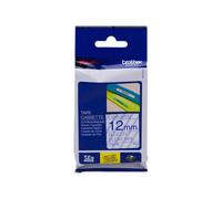 NASTRO ORIGINALE BROTHER TZE-133 TZE133 12mm 8 metri Blu su Clear Laminato