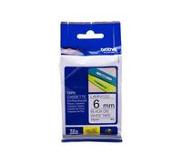 NASTRO ORIGINALE BROTHER TZE-211 6mm 8 Metri Nero su Bianco Laminato P-Touch
