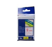 NASTRO ORIGINALE BROTHER TZE-222 9mm 8 Metri Rosso su Bianco Laminato P-Touch