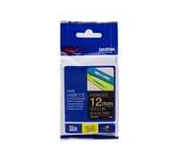 NASTRO ORIGINALE BROTHER TZE-334 TZE334 12mm 8 Metri Oro su Nero Laminato