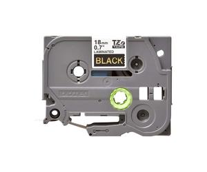 NASTRO ORIGINALE BROTHER TZE-344 18mm 8 Metri Oro su Nero Laminato P-Touch 1000