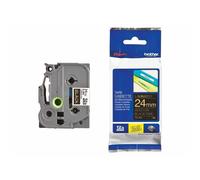 NASTRO ORIGINALE BROTHER TZE-354 TZE354 24mm 8 Metri Oro su Nero Laminato