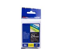NASTRO ORIGINALE BROTHER TZE-355 24mm 8 Metri Bianco su Nero Laminato P-Touch