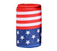 Nastro patriottico con filo metallico, accessorio a strisce a stelle, nastro per il giorno 'indipendenza, decorazione decorativa per la fattoria, morbido tessuto rosso bianco e blu per ghirlande