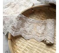 Nastro per bordatura in pizzo, nastro delicato per lavori artigianali cucito, abito da sposa, applique decorative, 8,4 cm di larghezza e 4,6 m per confezione (beige)