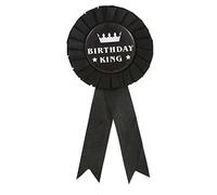 Nastro per compleanno, in tessuto satinato, per compleanno, da uomo, con spilla, per feste di buon compleanno, per ragazzo, spille da ragazzo (nero-glod), panno nero