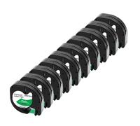 Nastro per etichette 10PK 91201 91331 12267 91200 91202 12mm LT compatibile con l'etichettatrice LT100H LT100T(Black on Green)