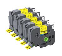 Nastro per etichette 24mm TZe251 compatibile con nastro per etichette laminato Tze-251 Tze151 451 551 641 per stampante di etichette 3 5 10 pezzi(5PK Black on Yellow)