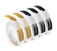 Nastro per etichette 3D compatibile con nastro per goffratura Omega Junior, 9 mm, autoadesivo, in plastica 3D, 2 oro/3 nero, compatibile con etichettatrici per goffratura DYMO Omega Junior, 5 rotoli