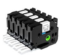 Nastro per Etichette Aken Compatibile con Brother P-touch TZe241 TZe-241 | 18mm x8m, Nero su Bianco, Compatibile con Brother Ptouch Etichettatrice PT 7600 1830 D400 D450 D600 P700 2430, 5 pezzi