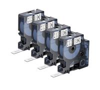 Nastro per Etichette Aken Compatibile con Dymo Rhino 18443 in Viniliche 9 mm x 5,5 m, Nero su Bianco, Compatibile con Dymo Rhino 4200, 5000, 5200, 6000, ILP219