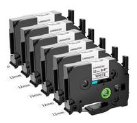 Nastro per Etichette Compatibile con Brother P-touch TZe-231 TZ Tape 12mm 0.47 Nero su Bianco, Ricarica Etichettatrice AZe-231 per Brother P-Touch H105 H107 H110 1000 7100, 6PACK