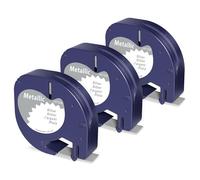 Nastro per Etichette Compatibile con Dymo LetraTag Nastri, 12 mm x 4 m, Nero su Argento, Compatibile con Dymo LetraTag LT-100H LT-100T 200B Plus XM XR