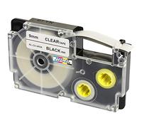 Nastro per Etichette compatibile per Casio XR-9X XR-9X1 Nero su Trasparente 9mm x 8m per Etichettatrice Casio KL-60 100 100E 120 200 300 750 780 820 2000 7000 7200 7400 8100 8200 P1000 C500 CW-L300