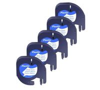 Nastro per etichette con lettere da 5 pezzi, 12 mm, compatibile con Plus LT100H A91330 A91220 A91200 Nastro per etichette in carta di plastica(White-Plastic)