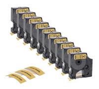 Nastro per etichette da 5 o 10 pezzi D1 45013 45018 45010 12 mm Nero su bianco Giallo Compatibile con la stampante per etichette LabelManager 160 280(10PK Black on Gold)