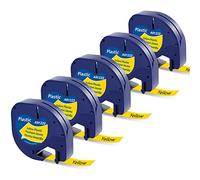 Nastro per Etichette MarkField Compatibile con Dymo LetraTag Plastica 12mm x 4m Nastri Nero su Giallo S0721620 91202 Ricarica Cartucce per LT-100H LT-100T LT-110T XR