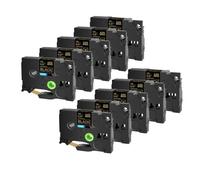 Nastro per etichette Nastro 10 pezzi TZe231 TZe241 TZe251 TZe335 compatibile con Maker 6mm 9mm 12mm 18mm 24mm(Gold on Black)