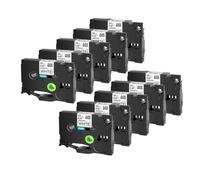 Nastro per etichette Nastro 10 pezzi TZe231 TZe241 TZe251 TZe335 compatibile con Maker 6mm 9mm 12mm 18mm 24mm(Black on White)
