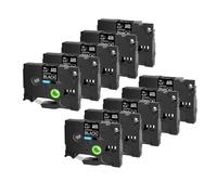 Nastro per etichette Nastro 10 pezzi TZe231 TZe241 TZe251 TZe335 compatibile con Maker 6mm 9mm 12mm 18mm 24mm(White on Black)