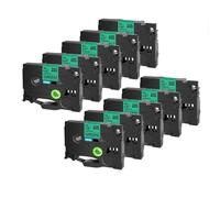 Nastro per etichette Nastro 10 pezzi TZe231 TZe241 TZe251 TZe335 compatibile con Maker 6mm 9mm 12mm 18mm 24mm(Black on Green)