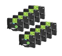 Nastro per etichette Nastro 10 pezzi TZe231 TZe241 TZe251 TZe335 compatibile con Maker 6mm 9mm 12mm 18mm 24mm(Black on flu-Yellow)