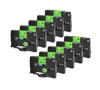 Nastro per etichette Nastro 10 pezzi TZe231 TZe241 TZe251 TZe335 compatibile con Maker 6mm 9mm 12mm 18mm 24mm(Black on flu-Green)