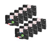 Nastro per etichette Nastro 10 pezzi TZe231 TZe241 TZe251 TZe335 compatibile con Maker 6mm 9mm 12mm 18mm 24mm(Red on White)