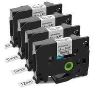 Nastro per Etichette Unistar Compatibile con Brother P-touch TZe-231 TZ Tape 12mm 0.47 Nero su Bianco, Ricarica Etichettatrice Brother P-Touch H105 H107 H110 1000 7100, 4Pz