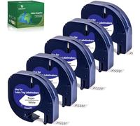 Nastro per Etichette Yuanqimm 12mm x 4m Compatibile per Dymo LetraTag 91220 91200 S0721510 Nero su Bianco Paper White Etichettatrice per Dymo Letratag XR LT-100H LT-100T LT-110T 200B XM 2000 QX50, 5Pz