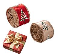 Nastro per Ghirlande Natalizie,2 Rotoli con Bordo A Filo Metallico Decorazione Albero - Nastro da Regalo per Le Feste Invernali,per Albero di Natale Scale Finestra Giardino Ghirlanda