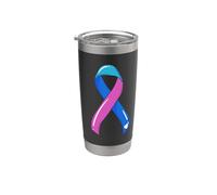 Nastro per il cancro della tiroide Survivor Fighter Chemo Blu Rosa Teal Bicchiere termico in acciaio inox doppia parete