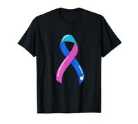 Nastro per Il Cancro della tiroide Survivor Fighter Chemo Blu Rosa Teal Maglietta